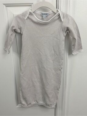 Magnolia baby gown MED/6m NWOT gray stripe